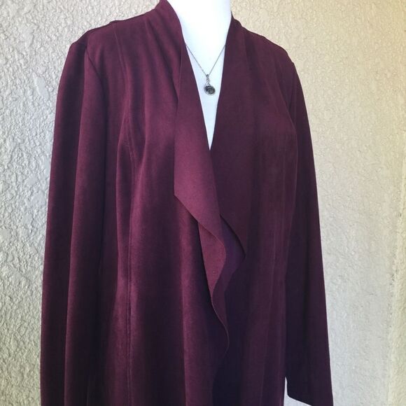 Chico's´Faux Suede Deep Merlot Drape Jackect  0 - Picture 3 of 8